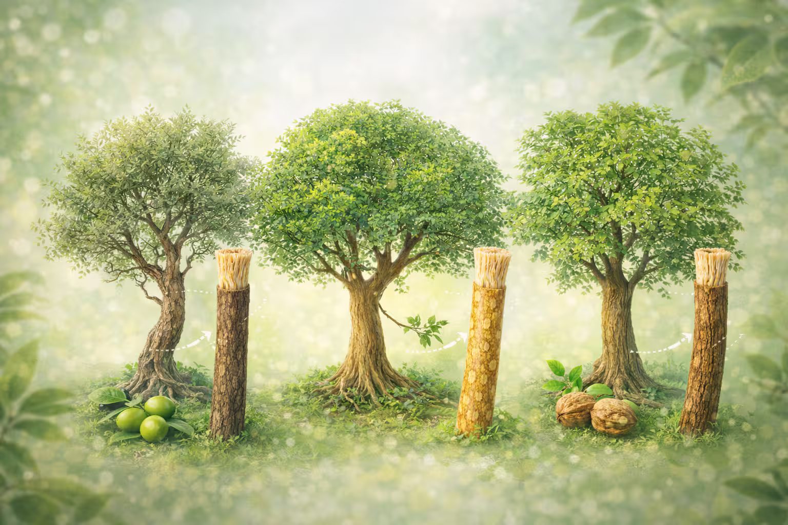 Different trees used for miswak and tooth sticks